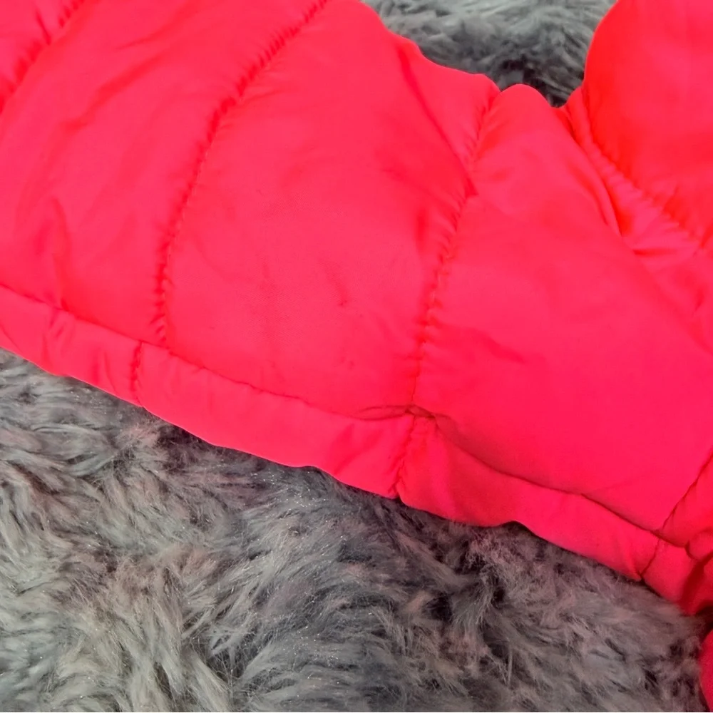 Champion Kids Bright Pink & Gray Puffer Jacket with Neon Yellow Lining 2T girls